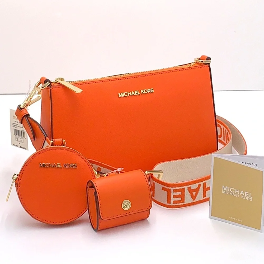 MICHAEL KORS JET SET TRAVEL SMALL SHOULDER CROSSBODY BAG WITH TECH ATTCH AIRPOD